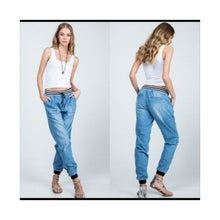 Load image into Gallery viewer, Denim Joggers - High Rise Draw String Elastic Waist