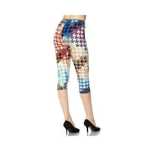 Load image into Gallery viewer, Colorful Houndstooth Print Capri Leggings