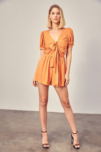 DEEP V NECK FRONT TIE ROMPER