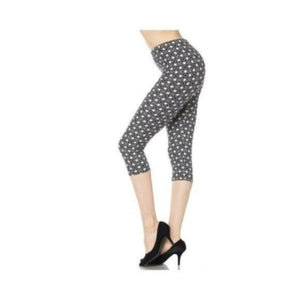 Shiny Stars Print Brushed Capri Leggings