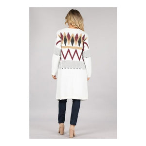 Tribal Open Front Cardigan Sweater