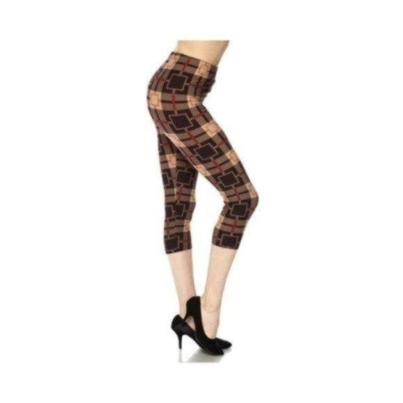 Square Print Capri Leggings