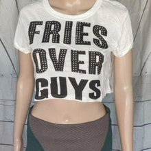 Load image into Gallery viewer, &quot;FRIES OVER GUYS&quot; Graphic Studs Detail Crop
