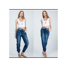 Load image into Gallery viewer, Denim Joggers - High Rise Draw String Elastic Waist
