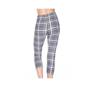 Mint Glen Plaid Brush Printed Capri Leggings